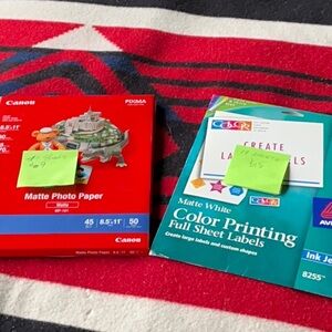 Matte photo printing paper and color full sheet labels